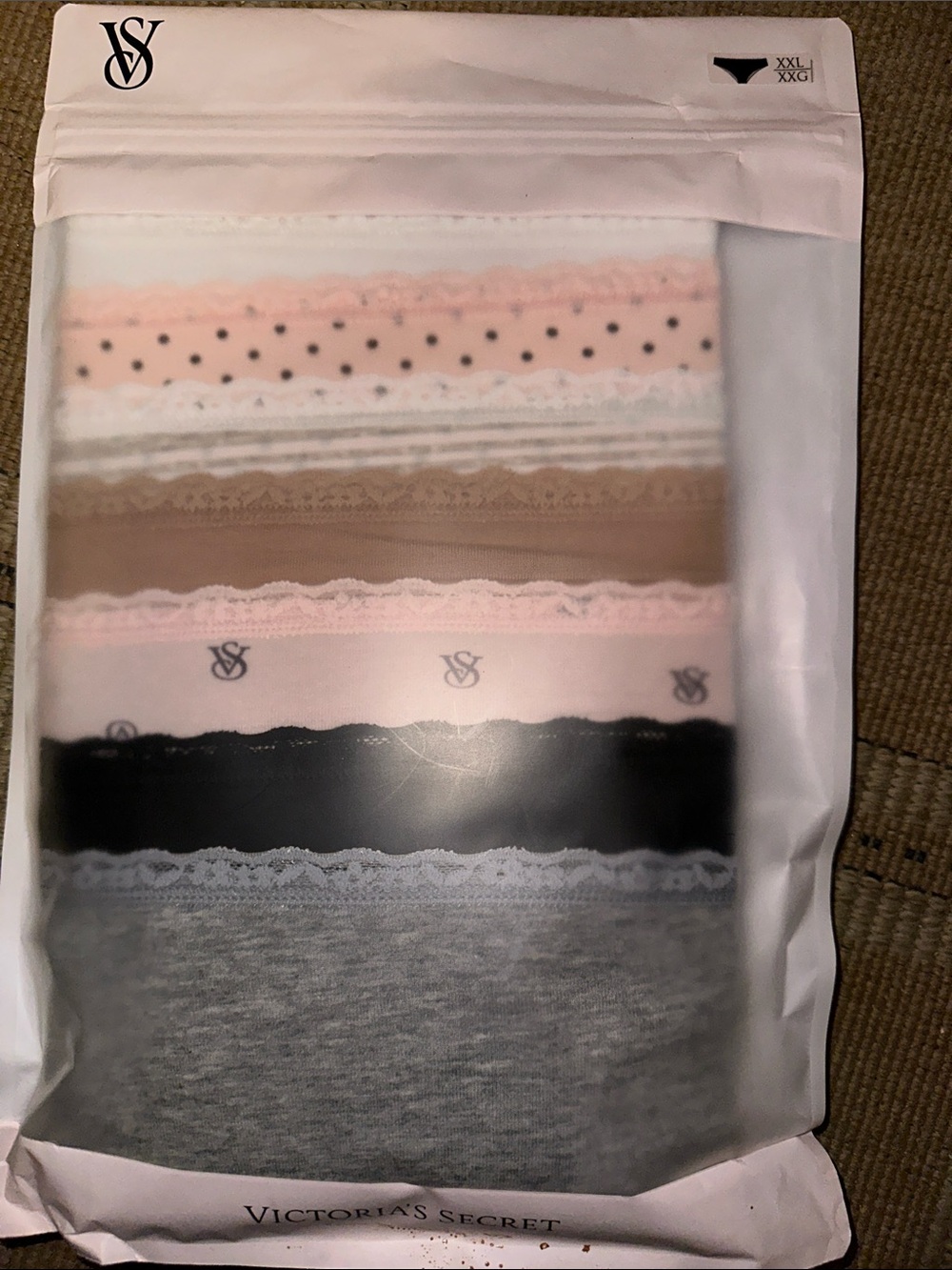NIB Victoria's Secret Cheeky 7-Pack Pink, Nude, Black, Gray, Gray Stripes, White